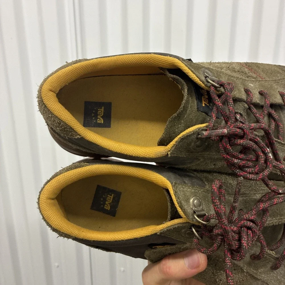 Teva Mens Suede Leather Casual Fair Sneakers Shoes Brown Green - Men Size 13